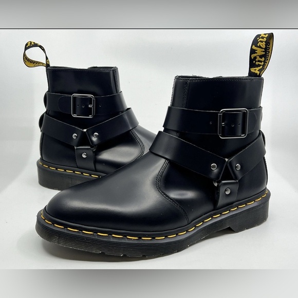 Dr. Martens Black Leather Buckle Boots